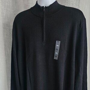 Alfani Men's Long-Sleeve Half-Zip Merino Sweater Deep Black Size XXL NWT
